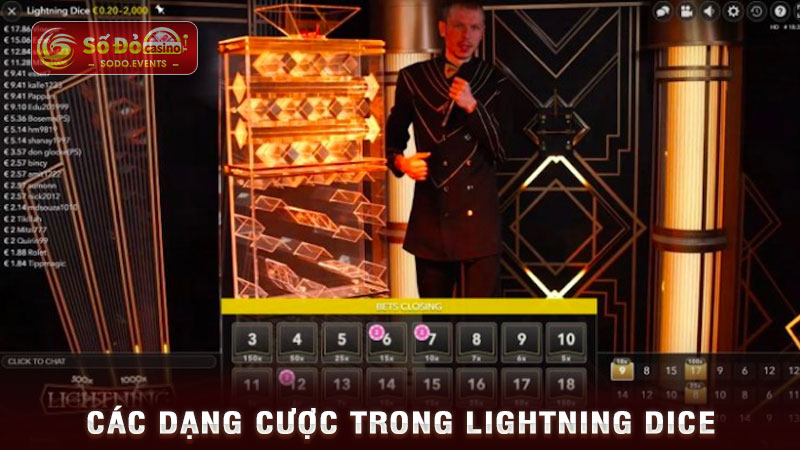 các dạng cược trong lightning dice
